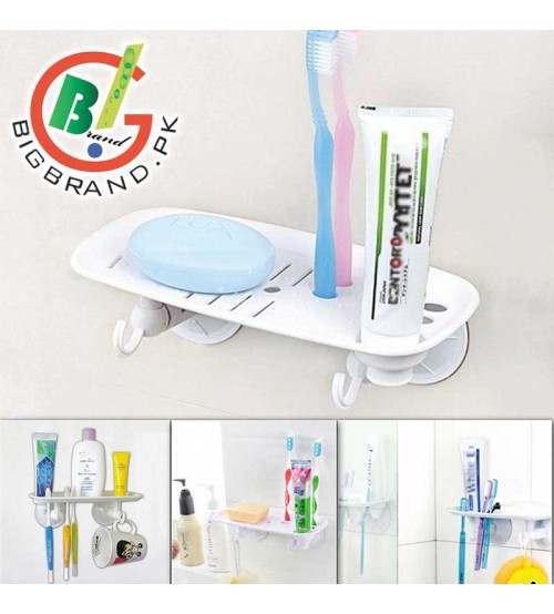 Wall Mounted Suction Cup Soap and Toothbrush Holder